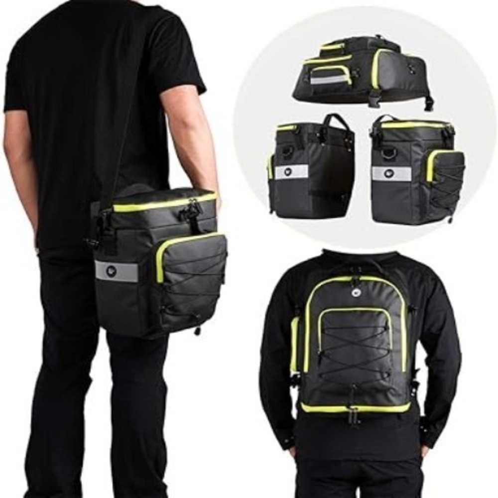 Rhinowalk Bicycle Pannier Rack Bag 3-in-1 Saddle, Laptop & Shoulder Bag Waterpro - Picture 12 of 14